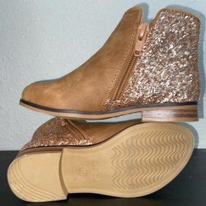 Cat & Jack Girls Rona Glitter Ankle Boots Cognac